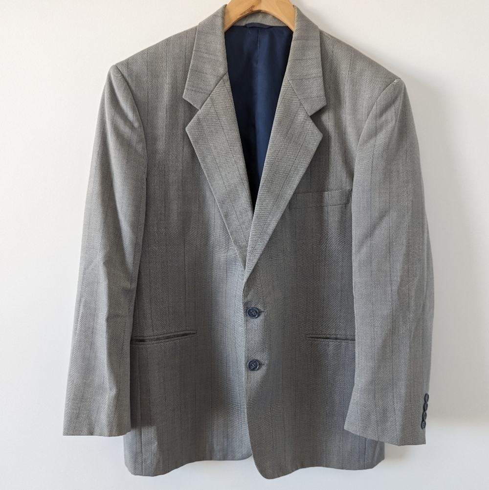 Faberge Men's Virgin Wool Blazer Size 44S Sports Coat Office Academia Gray